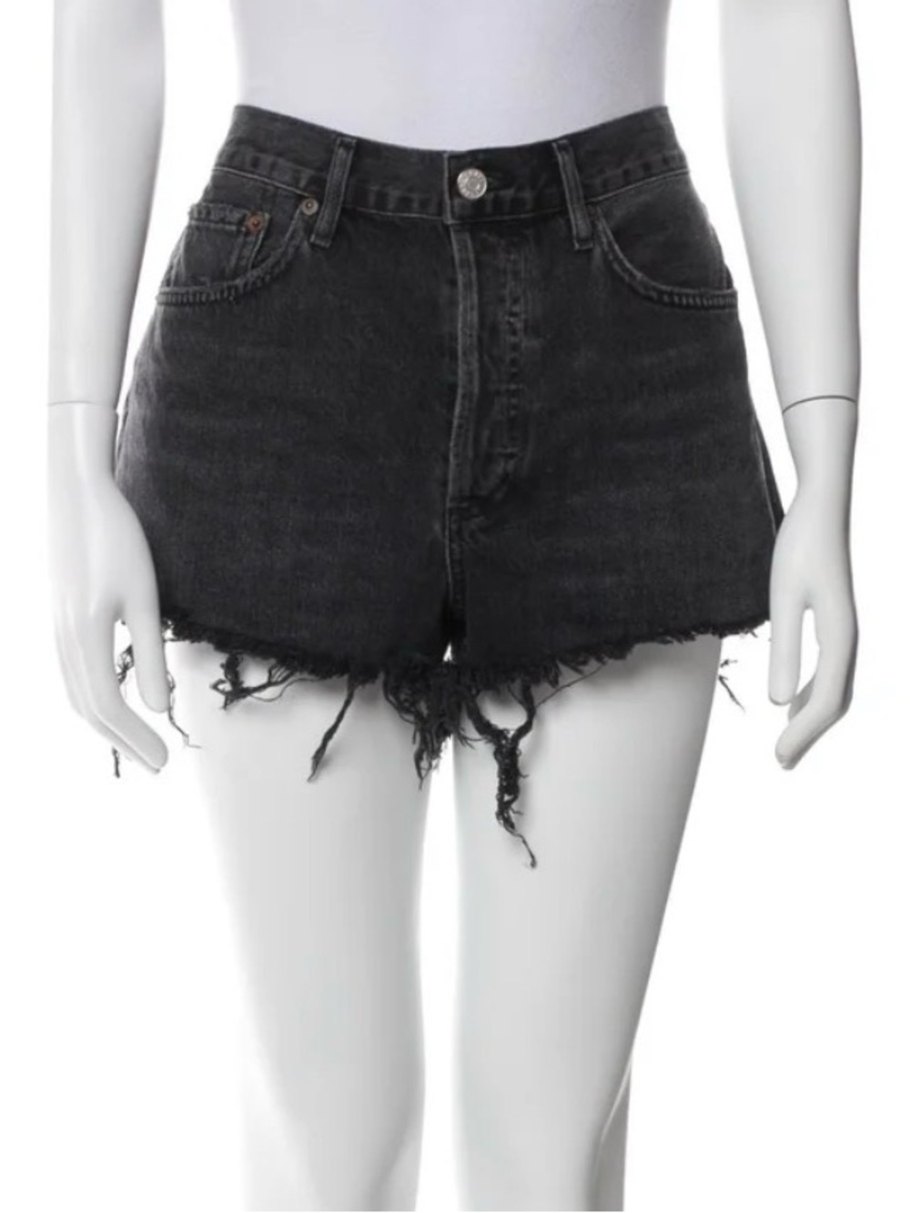 AGOLDE Black High-Rise Distressed Shorts – Size 28 (M)